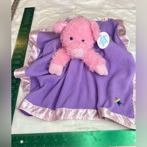 Noah's Ark Animal Workshop Pink Pig Plush LOVEY Security Blanket Purple NEW WTAG